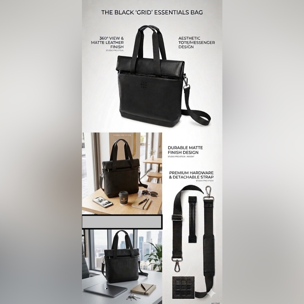 Moleskine Black Matte Laptop Tote with Detachable Strap